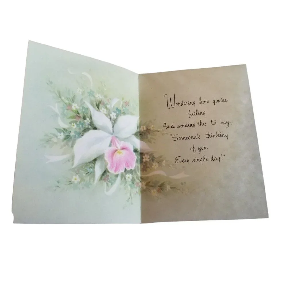 Vintage Greeting Card You're Nice to Remember Pink Flower Daffodil Floral Unused